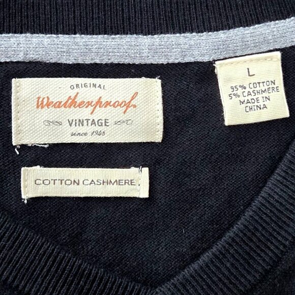 Weatherproof Vintage Black V-Neck Sweater Cotton Cashmere Blend L - Picture 5 of 5